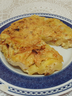 Una foto de 🇪🇸 Tortilla "española" con "huevo" de lino vegana🍳