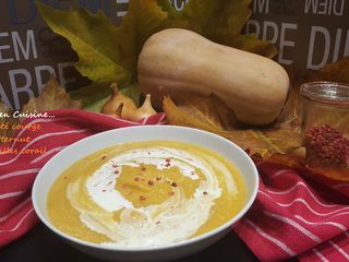 Velouté courge butternut et lentilles corail
