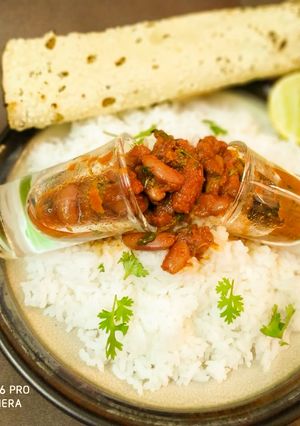 A picture of Rice with Rajma Shots.