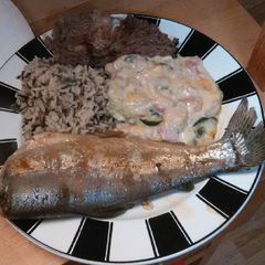 A picture of Brad's whiskey teryaki poached trout.