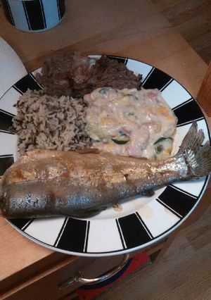 A picture of Brad's whiskey teryaki poached trout.