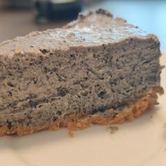 A picture of Black Sesame Tofu Cheesecake.