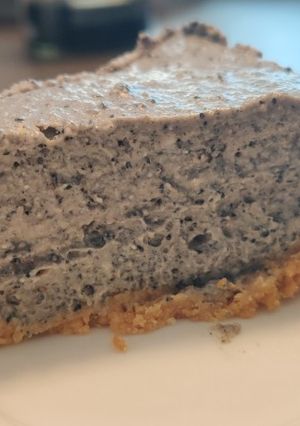 A picture of Black Sesame Tofu Cheesecake.
