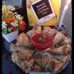 A picture of Blooming Quesadilla Chicken cones.