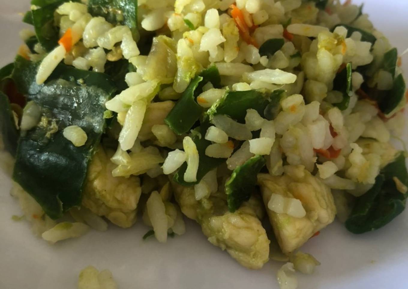 Nasgor cabe hijau (menu diet tanpa minyak)