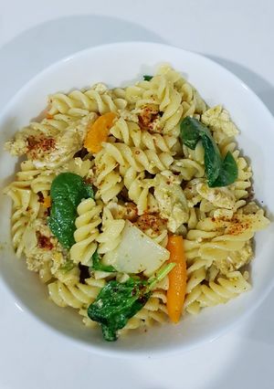 Foto resep 115. Creamy Pesto Pasta with Chicken & Veggies (Italy)