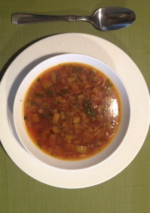 Una foto de Sopa de puerro y calabaza