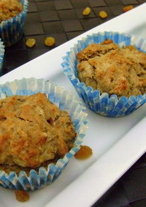 A picture of Eggless Banana & Raisins Muffins.