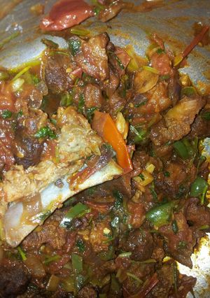 A picture of Dry fry pork#jikoni weekly challange.