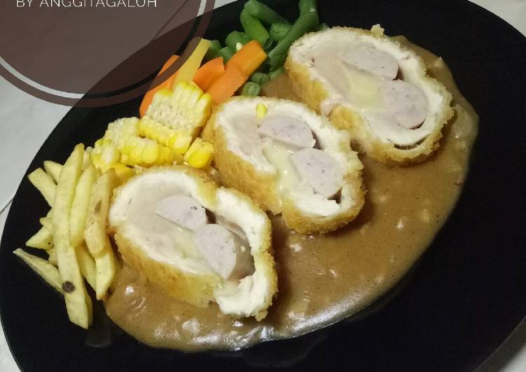 Chicken Steak Cordon Bleu Saus Lada Hitam ala Rumahan