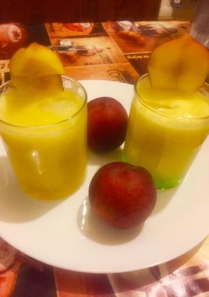 A picture of Homemade peach juice or drink.