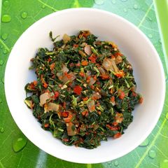 A picture of Steamed vegetable (African spinach).
