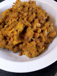 A picture of Beans and plantain.