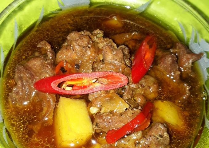 Semur daging lada hitam, bumbu cemplung