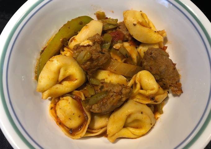 Tortellini with Hot Italian Sausage and Green Beans