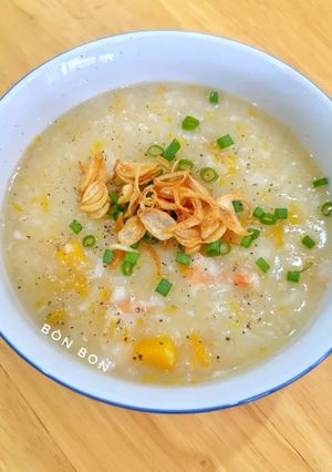 Hình của món Cháo Tôm Bí Đỏ.