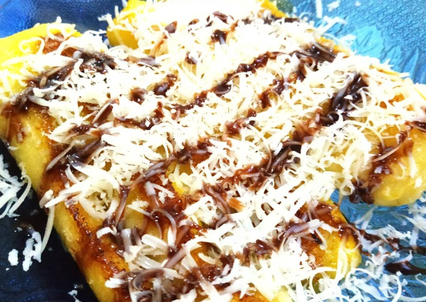 Pisang panggang tabur keju