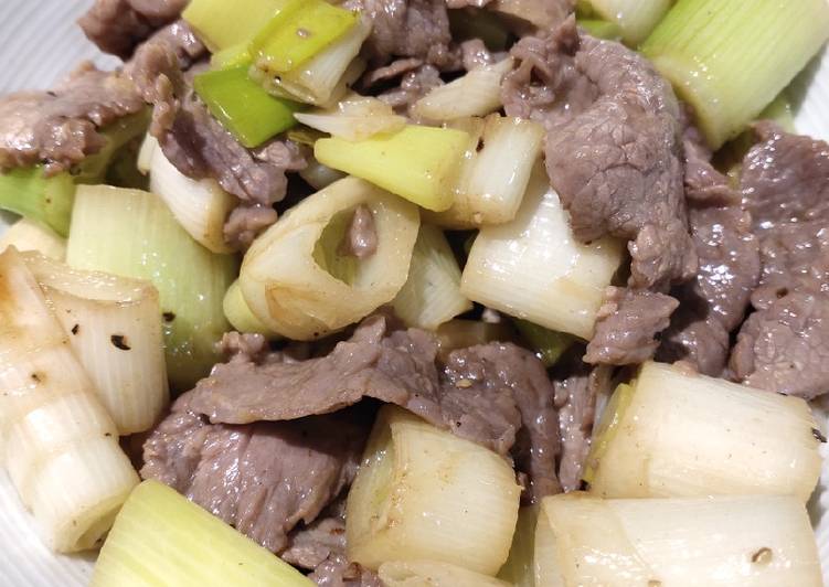 Easiest Way to Prepare Super Quick Homemade Sauteed Leeks and Beef