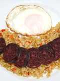 Grilled Blood Sausage and Brown Rice with Vegetables