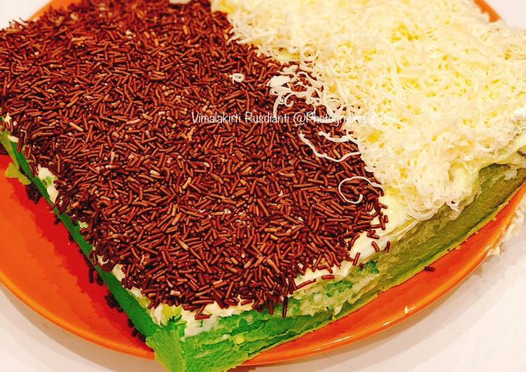 Bolu pandan tabur keju dan meises