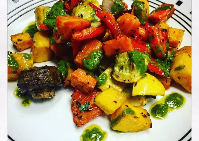Autumn Roasted Vegetables with Chimichurri Sauce