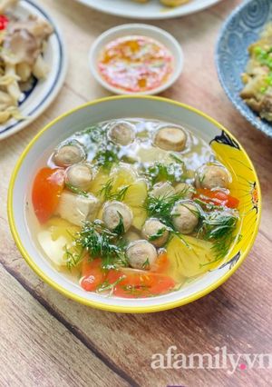 Hình của món Canh Nấm Rơm Nấu Thì Là.