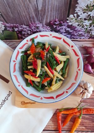 Foto resep Tumis kacang panjang+jagung muda