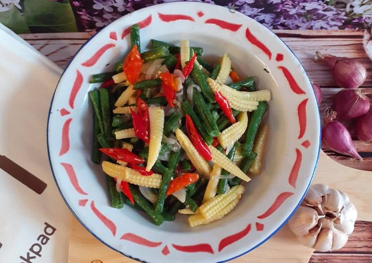 Cara mudah mengolah Tumis kacang panjang+jagung muda yang Sempurna