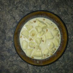 A picture of Banana, milk and groundnut.
