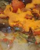 Pastelón de berenjenas, salsa pizza y coco
