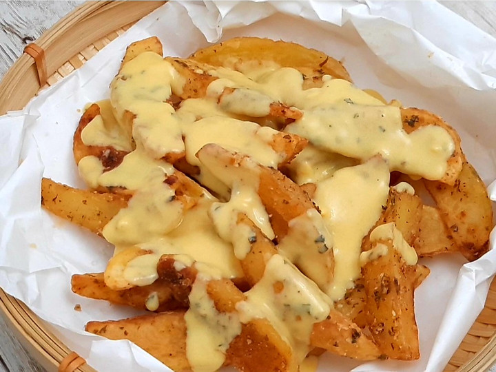 Resep Kentang goreng dan saos keju || Cheesy wedges ala KFC😋 yang Bisa Manjain Lidah