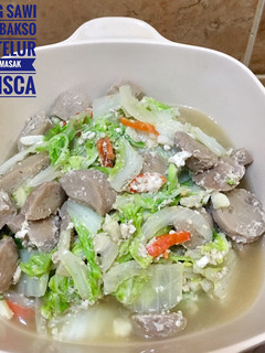 Foto resep Oseng sayur sawi putih,bakso dan telur