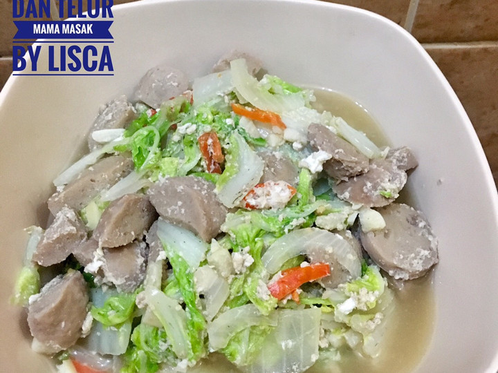 Resep Oseng sayur sawi putih,bakso dan telur Anti Gagal
