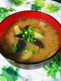 Delicious! Miso Soup with Stir-Fried Eggplant in Sesame Oil