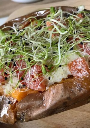 Töltött édesburgonya recept fotója