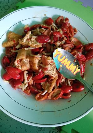 Foto resep Kulit melinjo masak pedas
