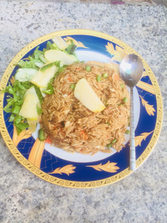 A picture of Chinese fried rice.