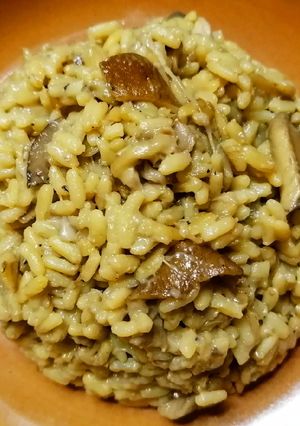 A picture of Porcini, Honey, and Leccini Mushroom Risotto.