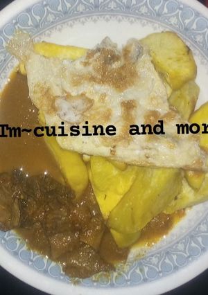 Sweetpotato with egg and farfesun kayan ciki ainihin hoton girkin