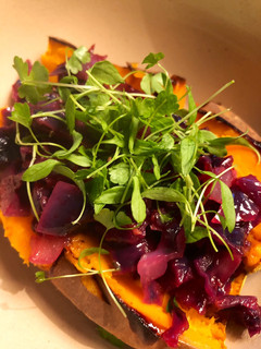 A picture of Sweet potato and red cabbage - vegan option.