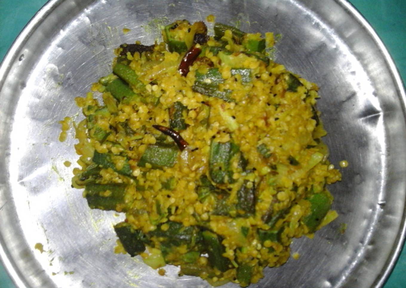 Lady's finger yellow daal stir fry