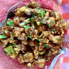 A picture of Soya chunks Manchurian.