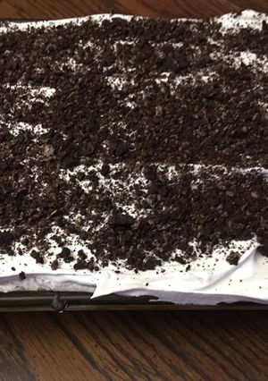 A picture of Cookies and cream poke cake.