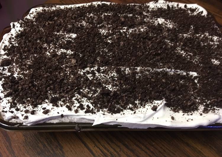 Recipe of Appetizing Cookies and cream poke cake