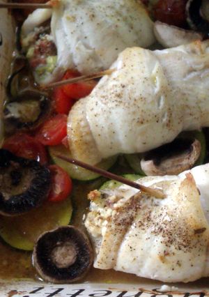 A picture of stuffed plaice fillets.