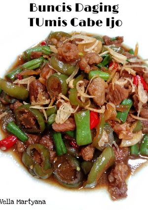 Foto resep Buncis Daging tumis Cabe Ijo