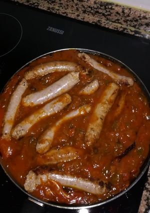 Una foto de Sanfaina con longaniza