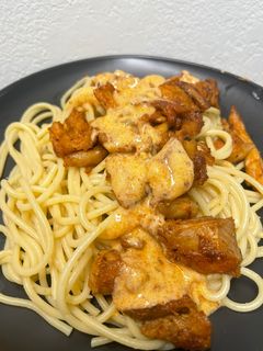 Foto resep Chicken spicy spaghetti with creamy sauce