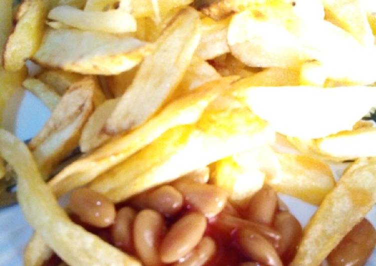 Fries and baked beans