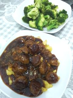Foto resep Bola daging cah kentang saus kecap manis